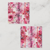 劇的なピンクのフローラハート スクエア名刺 (正面/裏面)