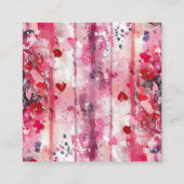 劇的なピンクのフローラハート スクエア名刺 (裏面)