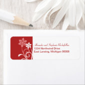 劇的なフローラ渦巻き差出人住所ラベル、赤 ラベル (インサイチュ)