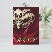 劇的なマスカレードの赤いRSVP招待状 招待状 (スタンド正面)