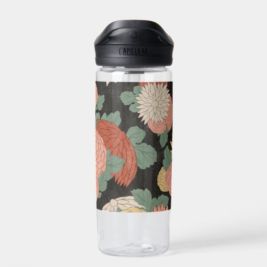 劇的なヴィンテージ日本の菊フローラ ウォーターボトル (背面)