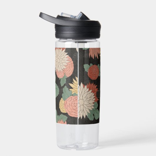 劇的なヴィンテージ日本の菊フローラ ウォーターボトル (右面)