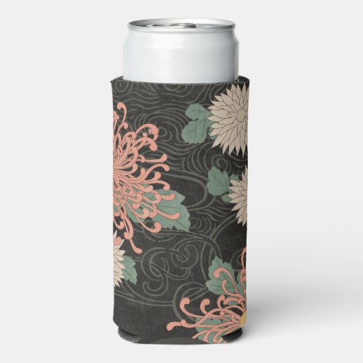 劇的なヴィンテージ日本の菊フローラ スリム缶クーラー (Seltzer裏面)