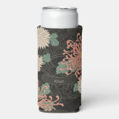 劇的なヴィンテージ日本の菊フローラ スリム缶クーラー