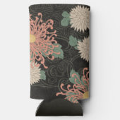 劇的なヴィンテージ日本の菊フローラ スリム缶クーラー (裏面)