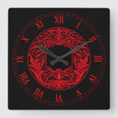 劇的なヴィンテージ赤ゴシック壁時計 スクエア壁時計 (正面)