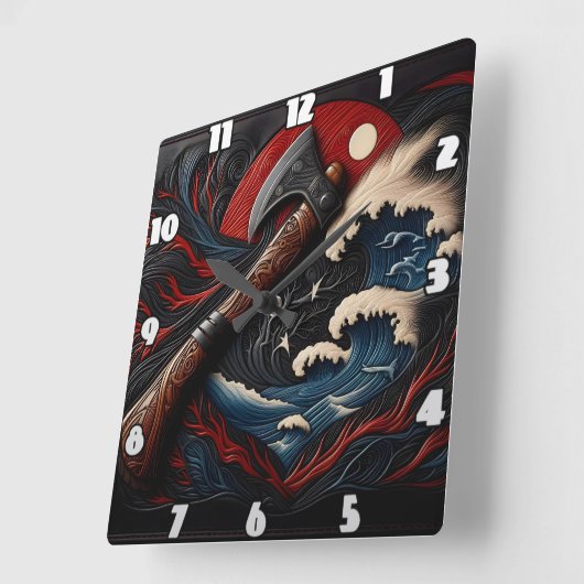 劇的な嵐の中での消防士の斧|過去記事 スクエア壁時計 (傾斜)