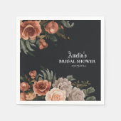 劇的な暗いムーディーなヴィンテージ秋ブライダルシャワー スタンダードカクテルナプキン (正面)