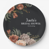 劇的な暗黒のゴシック様式のヴィンテージブライダルシャワー ペーパープレート (正面)