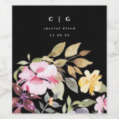 劇的な水彩花模様結婚のボトル ワインラベル (シングルラベル)