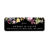 劇的な水彩花模様結婚の差出人住所 ラベル (正面)