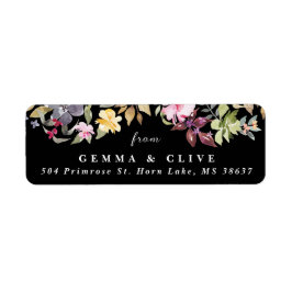 劇的な水彩花模様結婚の差出人住所 ラベル