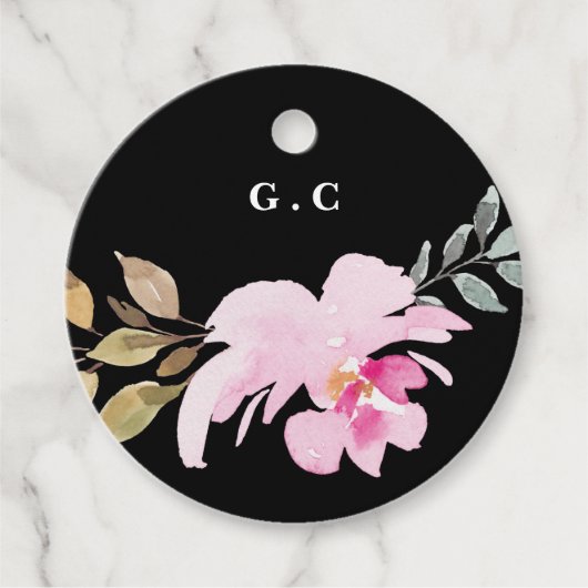 劇的な水彩花模様結婚の贈り物 フェイバータグ (正面)