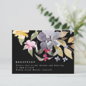 劇的な水色の花模様ウェディングレセプション エンクロージャーカード (スタンド正面)