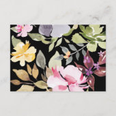 劇的な水色の花模様ウェディングレセプション エンクロージャーカード (裏面)