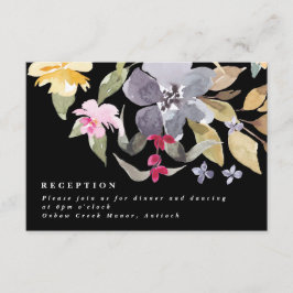 劇的な水色の花模様ウェディングレセプション エンクロージャーカード