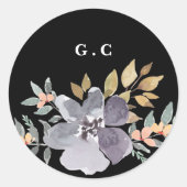 劇的な水色の花模様結婚の大きい ラウンドシール (正面)