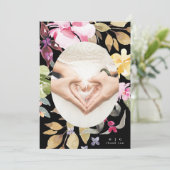 劇的な水色の花模様結婚ズ サンキューカード (スタンド正面)