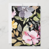 劇的な水色の花模様結婚ズ サンキューカード (裏面)