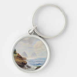 劇的な波が岩の多い海岸を打つ キーホルダー