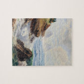 劇的な波が岩の多い海岸を打つ ジグソーパズル (横)