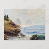 劇的な波が岩の多い海岸を打つ ポストカード (正面)