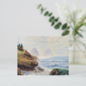 劇的な波が岩の多い海岸を打つ ポストカード (スタンド正面)