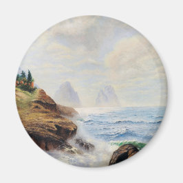 劇的な波が岩の多い海岸を打つ マグネット