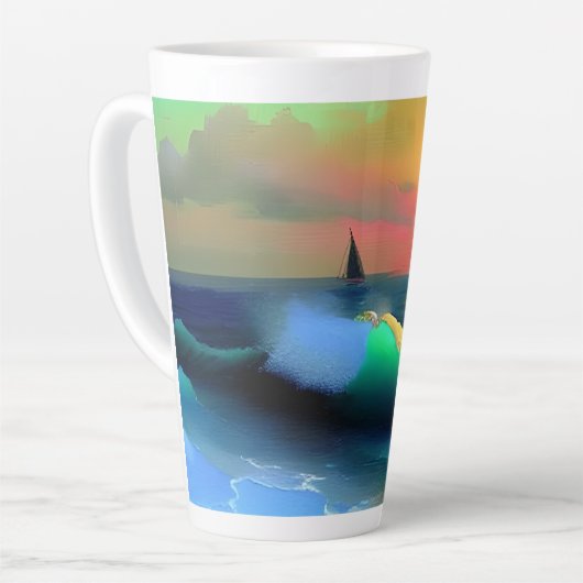 劇的な海波と日没の反射 カフェラテマグ (左アングル)