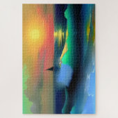 劇的な海波と日没の反射 ジグソーパズル (縦)