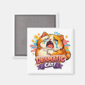 劇的な猫の面白い泣き顔の漫画アートリアクション マグネット (正面/裏面)