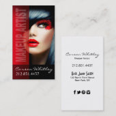 劇的な目のメーキャップアーティスト|の赤 名刺 (正面/裏面)