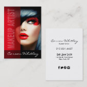 劇的な目のメーキャップアーティスト|の赤 名刺 (正面/裏面)