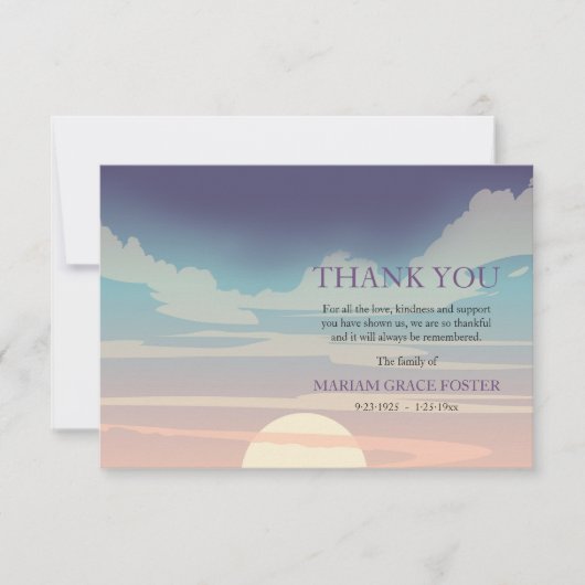 劇的な空の死別のサンキューカード サンキューカード (正面)