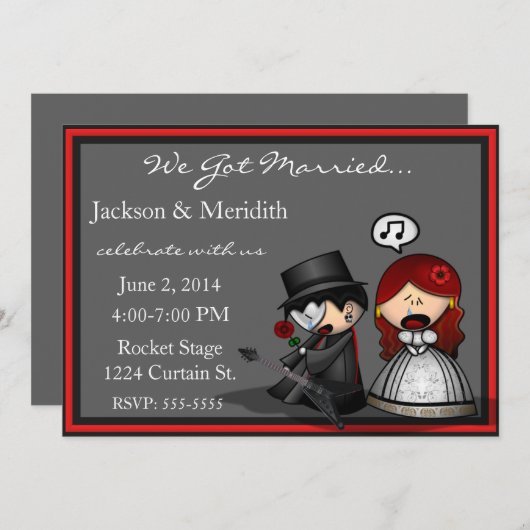 劇的な舞台での秘密結婚 / 披露宴のお知らせ 招待状 (正面/裏面)