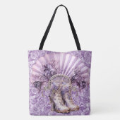 劇的な薄紫スチームパンクファンとブーツ大トート トートバッグ (裏面)