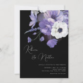 劇的な薄紫ラベンダーフローラ結婚すべて 招待状 (正面)