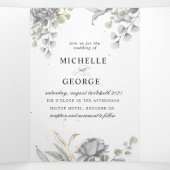 劇的な銀フローラ3倍結婚式招待状 三つ折り招待状 (内部中)