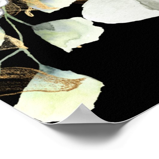 劇的な銀金ゴールドフローラスクエア結婚ー ポスター (角)