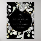 劇的な銀金ゴールドフローラスクエア結婚ー ポスター (正面)