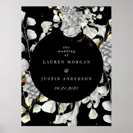 劇的な銀金ゴールドフローラスクエア結婚ー ポスター