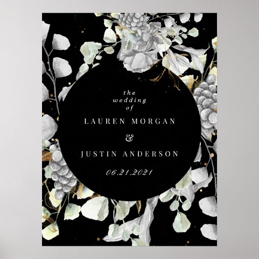 劇的な銀金ゴールドフローラスクエア結婚ー ポスター (正面)