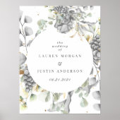 劇的な銀金ゴールドフローラスクエア結婚ー ポスター (正面)