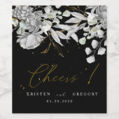 劇的な銀金ゴールドフローラ結婚応援 ワインラベル (シングルラベル)