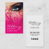 劇的な青い目のメーキャップアーティスト|のショッキングピンク 名刺 (正面/裏面)