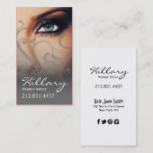 劇的な青い目のメーキャップアーティスト|の灰色 名刺 (正面/裏面)