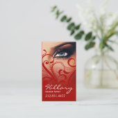 劇的な青い目のメーキャップアーティスト|の赤 名刺 (スタンド正面)