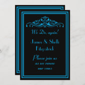 劇的な青と黒の結婚誓いの更新 招待状 (正面/裏面)