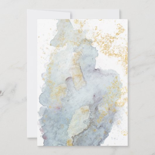 劇的な青グラデーション水色金ゴールド線結婚 招待状 (裏面)