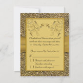 劇的な黒および金ゴールドのハートRSVPカード 出欠カード (裏面)